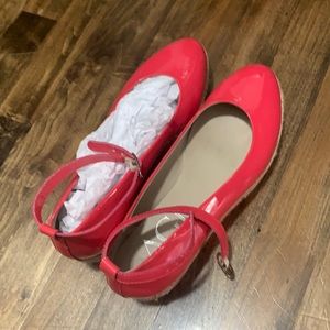 AGL hot pink patent espadrilles with ankle strap. Never worn